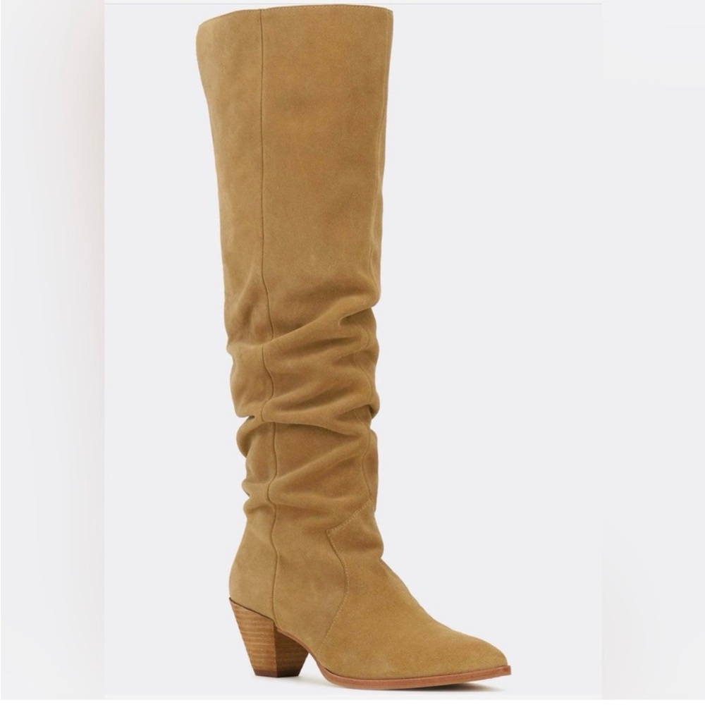 Vince Camuto Sewinny Over the Knee Suede Boot Tan Camel 8 Extra Wide Calf